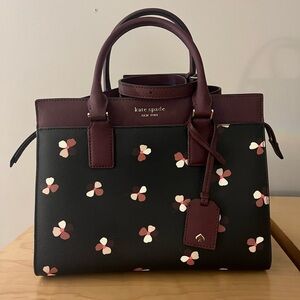 Kate Spade Black and Burgundy Floral Satchel